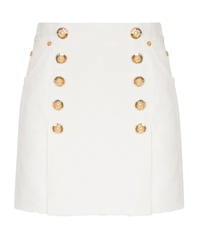 Balmain Canvas Skirt In White