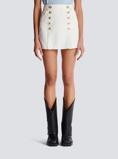 Balmain Canvas Skirt In White