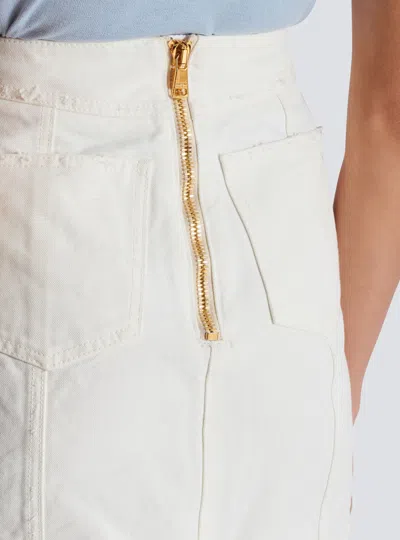 Balmain Canvas Skirt In White