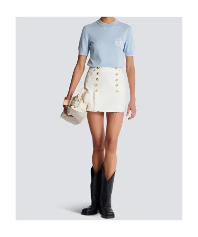 Balmain Canvas Skirt In White