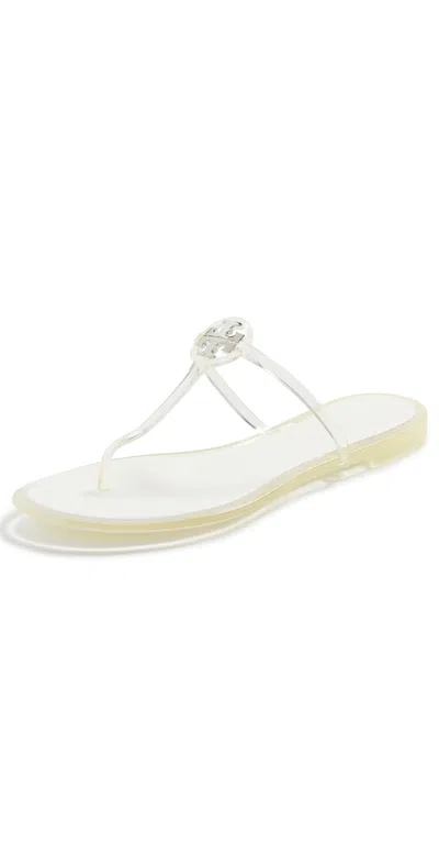 Tory Burch Miller Jelly Clear Silver Sandal In Silver