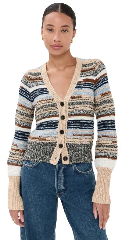 Veronica Beard Striped Button-closure Cardigan In Multi