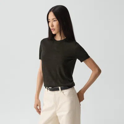 Theory Sweater Tee In Regal Wool In Black