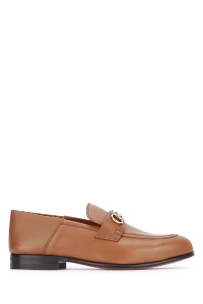 Ferragamo Gancini Collapsible-heel Loafers In Brown
