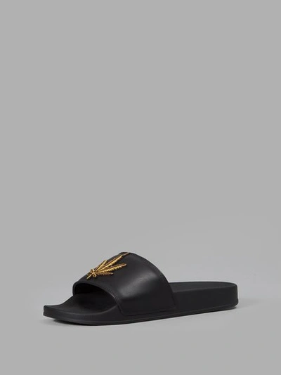 Palm Angels Black Weed Pool Slider Sandals