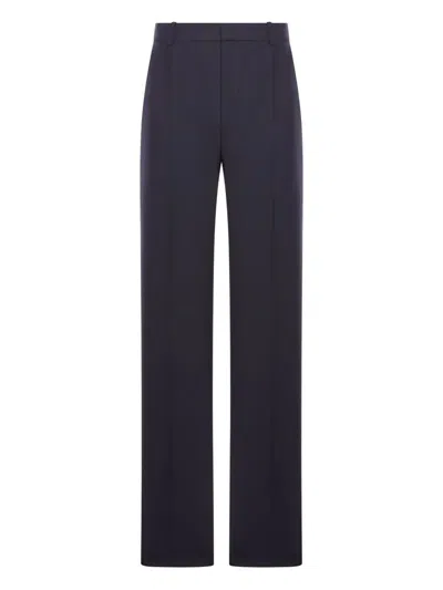 Saint Laurent High-waisted Wool Trousers In Blue