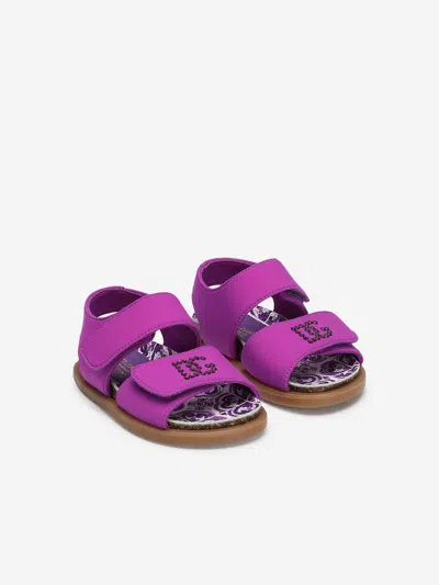 Dolce & Gabbana Logo-embellished Sandals In Purple