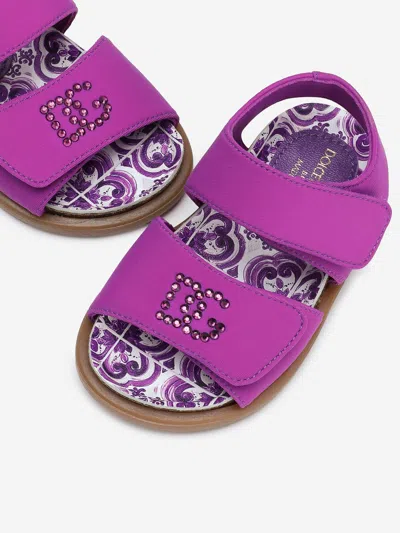Dolce & Gabbana Logo-embellished Sandals In Purple