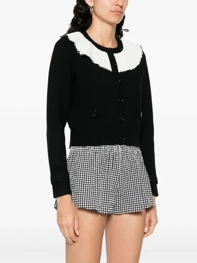 Sandro Two-tone Cardigan In Black