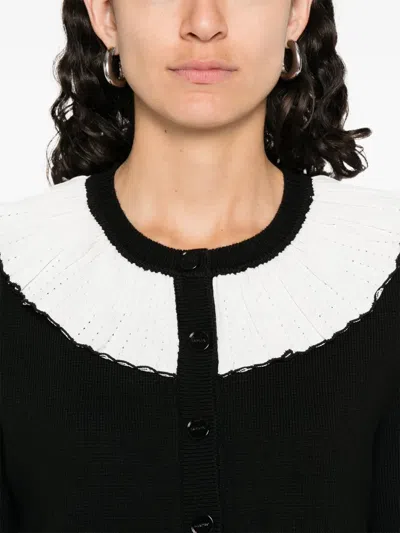 Sandro Two-tone Cardigan In Black