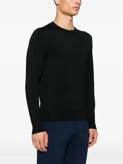 Sandro Ribbed-trim Round-neck Sweater In Black
