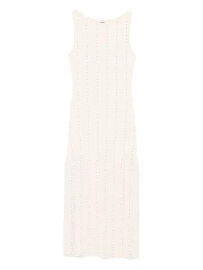 Sandro Studded Knit Midi Dress In Neutral