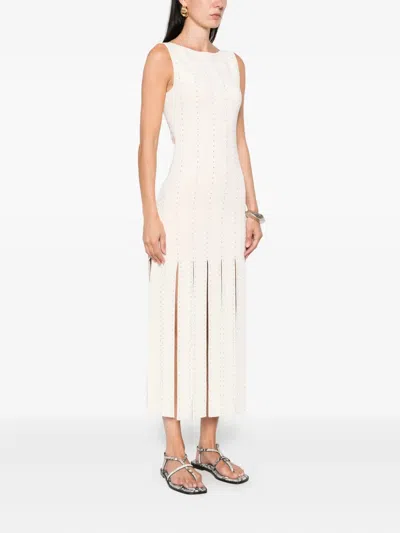 Sandro Studded Knit Midi Dress In Neutral