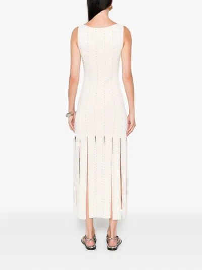 Sandro Studded Knit Midi Dress In Neutral
