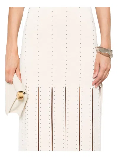 Sandro Studded Knit Midi Dress In Neutral