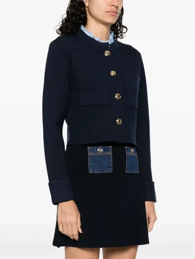 Sandro Knitted Cardigan In Blue