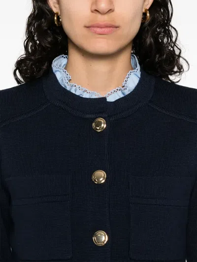 Sandro Knitted Cardigan In Blue