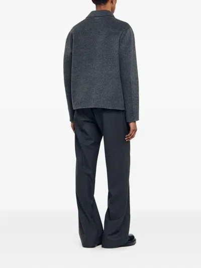 Sandro Double-faced Wool Jacket In Gray