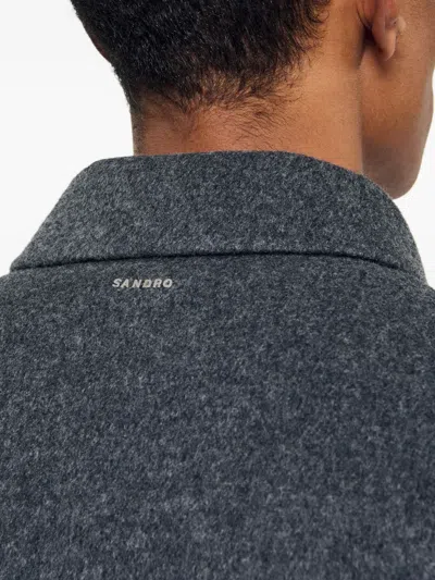 Sandro Double-faced Wool Jacket In Gray