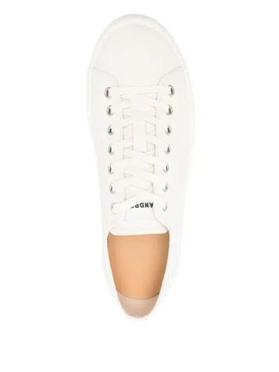 Sandro Leather Sneakers In Neutral