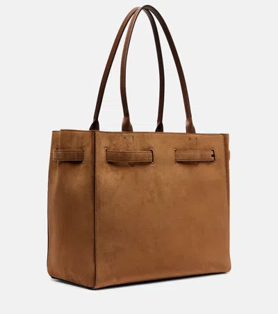 Tom Ford Audrey Medium Suede Tote Bag In Brown