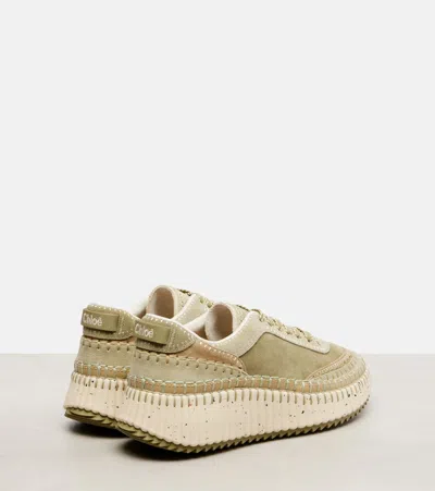 Chloé Nama Embroidered Suede Sneakers In Multi