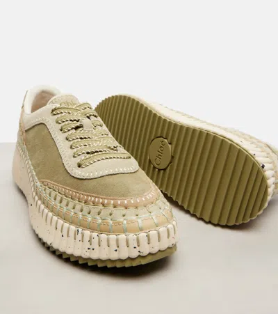 Chloé Nama Embroidered Suede Sneakers In Multi