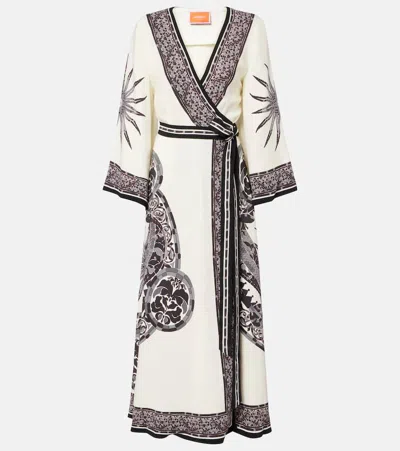 印花裹身连衣裙