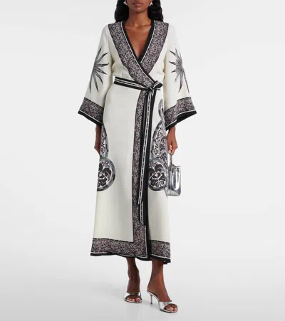 印花裹身连衣裙