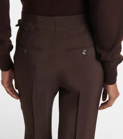 Tom Ford Pleated High-rise Wide-leg Pants In Burgundy