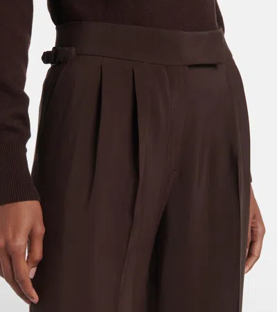 Tom Ford Pleated High-rise Wide-leg Pants In Burgundy