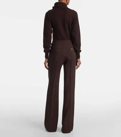 Tom Ford Pleated High-rise Wide-leg Pants In Burgundy