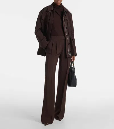 Tom Ford Pleated High-rise Wide-leg Pants In Burgundy