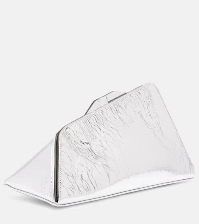 Attico 8.30 Pm Oversized Leather Clutch In Silver