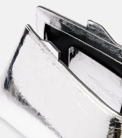 Attico 8.30 Pm Oversized Leather Clutch In Silver