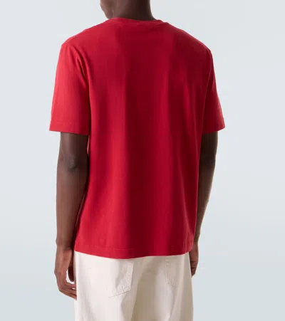 Jacquemus Le T-shirt Gros Grain Red T-shirt With Logo Patch On The Front In Cotton Man