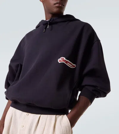 Jacquemus Relaxed Fit Hoodie With Drawstring In Blue