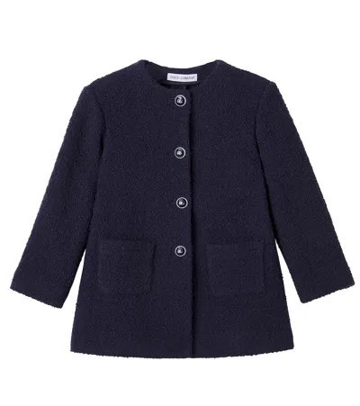 Dolce & Gabbana Bouclé Coat In Blue