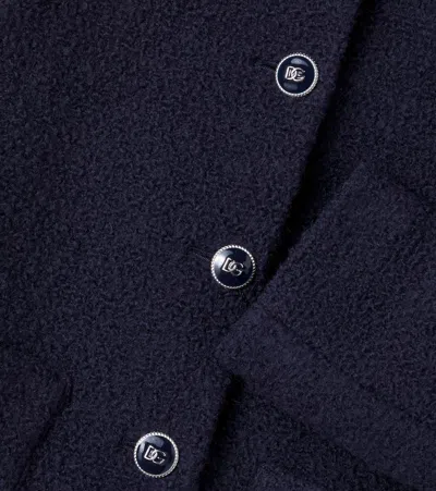 Dolce & Gabbana Bouclé Coat In Blue