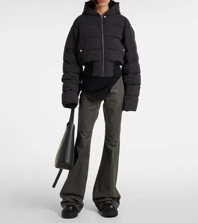 Rick Owens Down Jacket With Hood In Brown