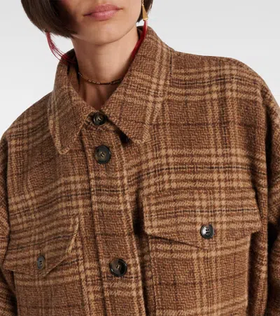 Isabel Marant Étoile Gislene Checked Virgin Wool Coat In Brown