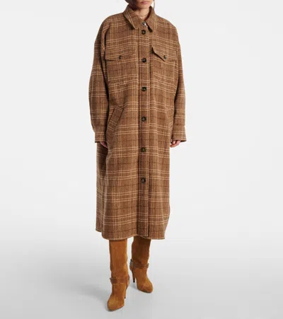 Isabel Marant Étoile Gislene Checked Virgin Wool Coat In Brown