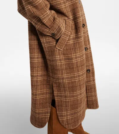 Isabel Marant Étoile Gislene Checked Virgin Wool Coat In Brown
