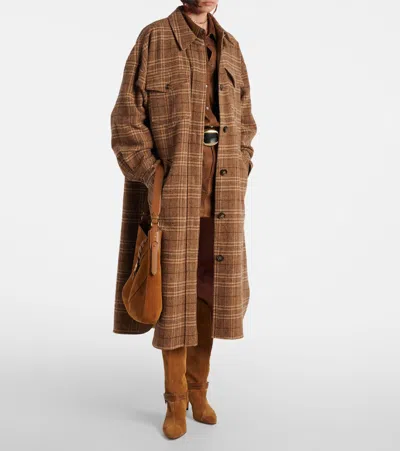 Isabel Marant Étoile Gislene Checked Virgin Wool Coat In Brown