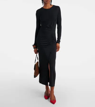 Isabel Marant Étoile Black Draped Jersey Jelina Long Dress