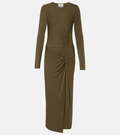 Isabel Marant Étoile Isabel Marant Etoile Women 'jelina' Green Midi Dress With Round Neck And Ruched Details In Modal Str In Gold