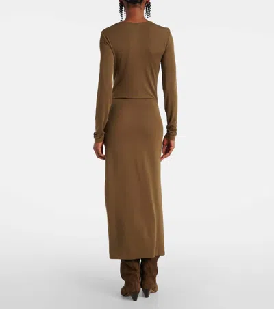 Isabel Marant Étoile Isabel Marant Etoile Women 'jelina' Green Midi Dress With Round Neck And Ruched Details In Modal Str In Gold