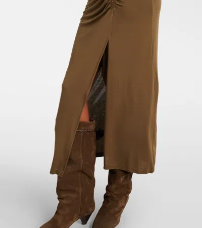 Isabel Marant Étoile Isabel Marant Etoile Women 'jelina' Green Midi Dress With Round Neck And Ruched Details In Modal Str In Gold