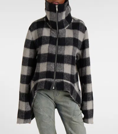 Rick Owens Exploder Checked Virgin Wool Jacket In Black