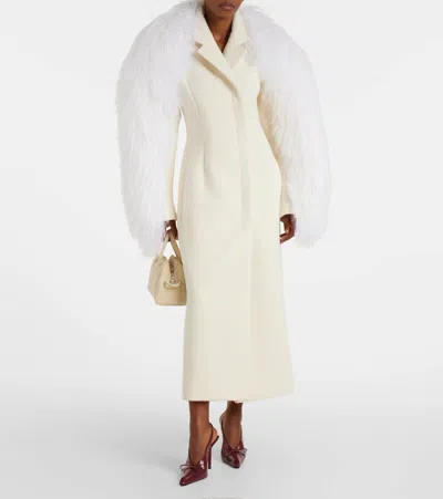 Jacquemus Le Manteau Boa Lamb Shearling Long Wool Coat In Neutral
